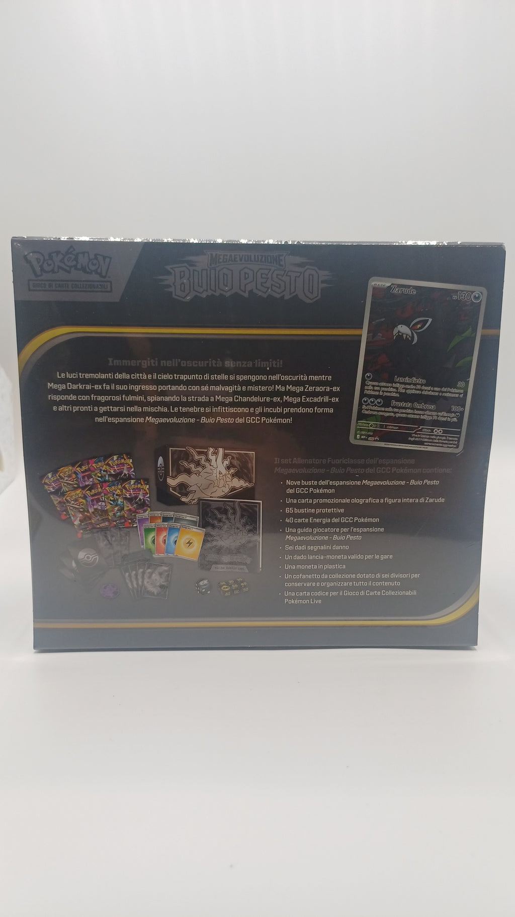 Bundle Pokémon Megaevoluzione Buio Pesto – ETB + Sleeves + Toploader