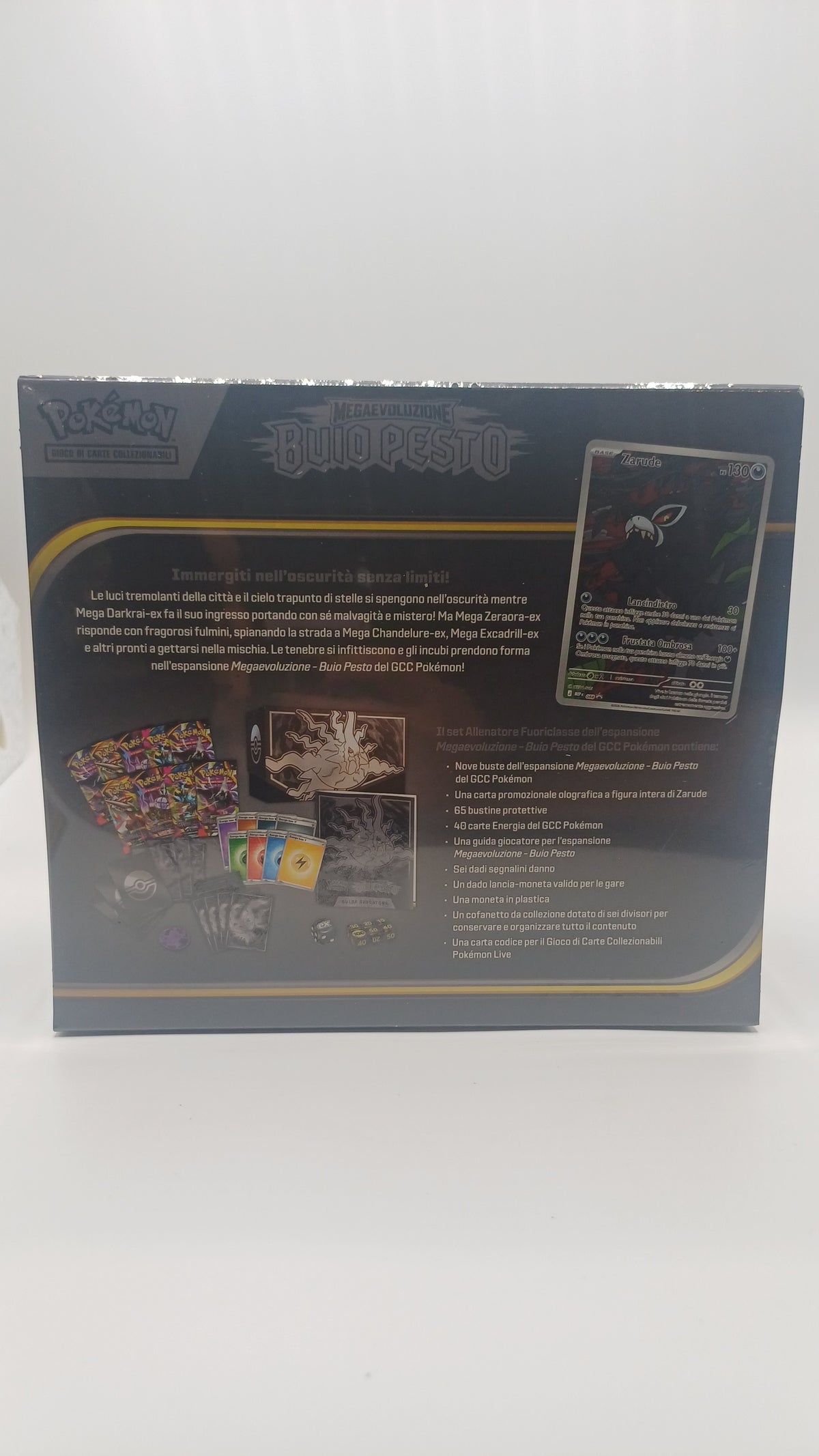 Bundle Pokémon Megaevoluzione Buio Pesto – ETB + Sleeves + Toploader