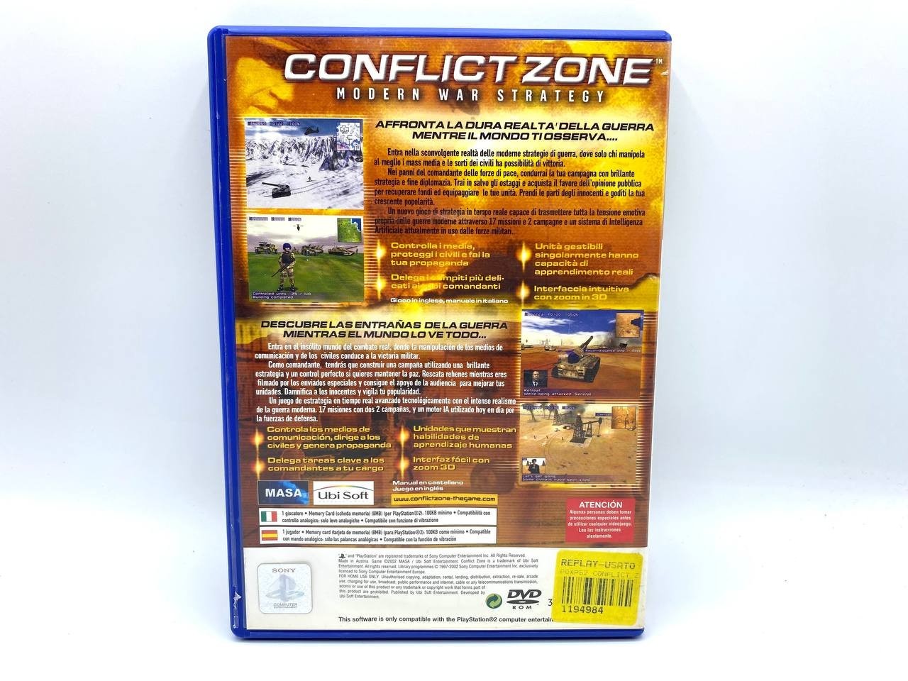 Conflict Zone Modern War Strategy Sony Playstation PS2 ITA Completo Funzionante
