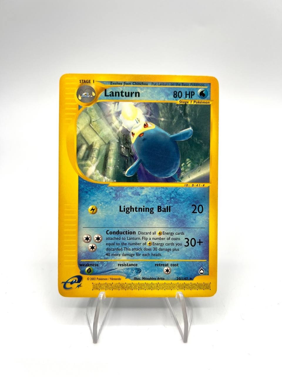 Carta pokemon Lanturn 20/147 set Aquapolis Excellent Inglese no holo Vintage