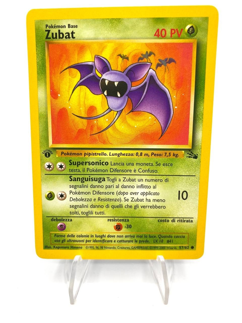 Carta POKEMON ZUBAT 57/62 set FOSSIL FO ITALIANO 1a Edizione Vintage No holo NM