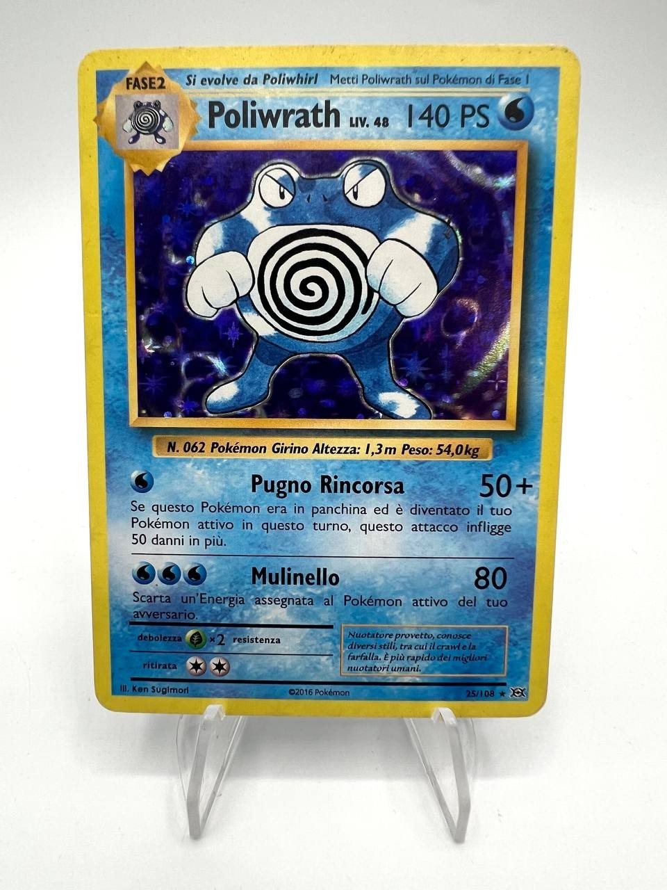 Carta pokemon Poliwrath 25/108 Holo 2016 set XY Evoluzioni Played Italiano