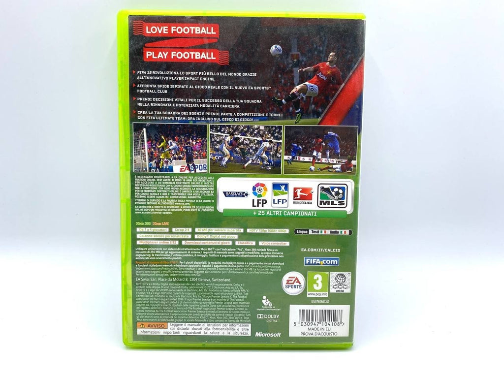 FIFA 12 FOOTBALL 2012 MICROSOFT XBOX 360 PAL ITALIANO ORIGINALE COMPLETO