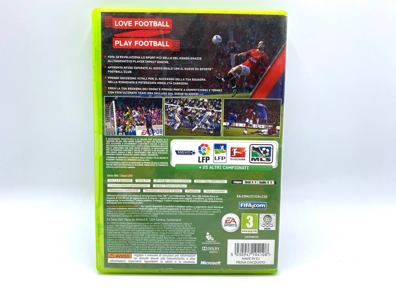 FIFA 12 FOOTBALL 2012 MICROSOFT XBOX 360 PAL ITALIANO ORIGINALE COMPLETO