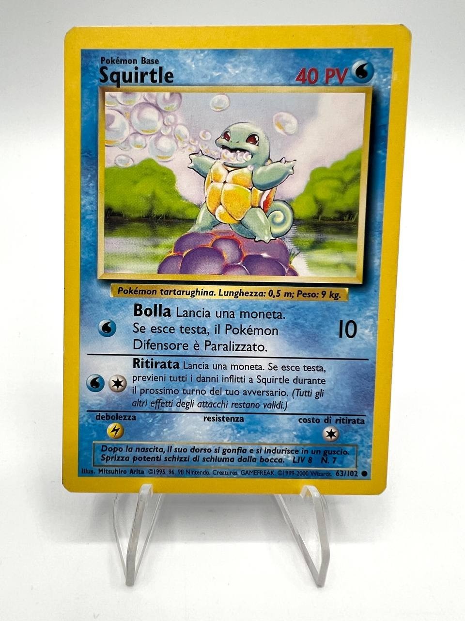 Carta Pokemon Squirtle 63/102 Set Base BS Vintage Excellent Italiano No holo