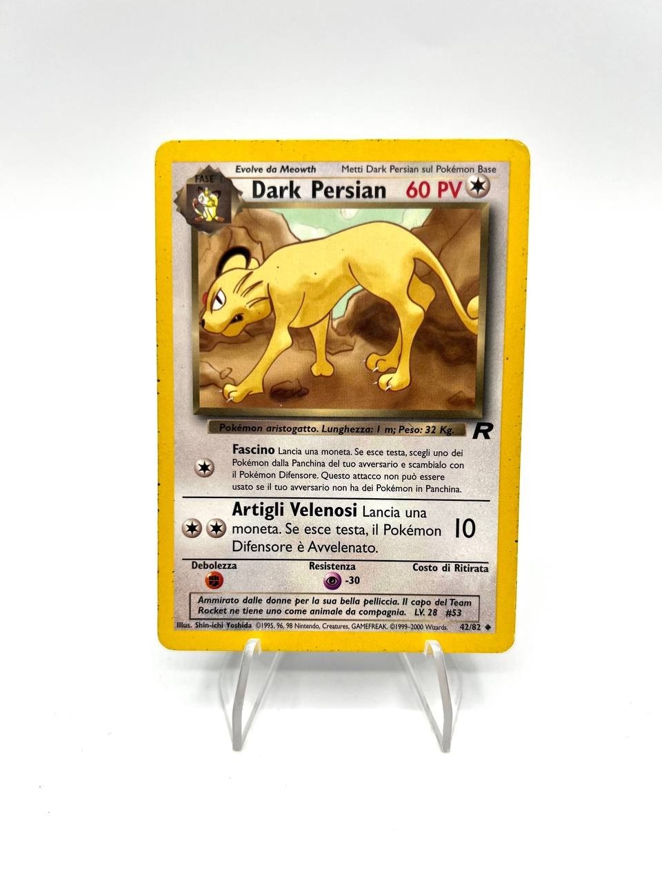 Carta Pokemon set Team Rocket Dark Persian 42/82 Vintage played No holo Italiano