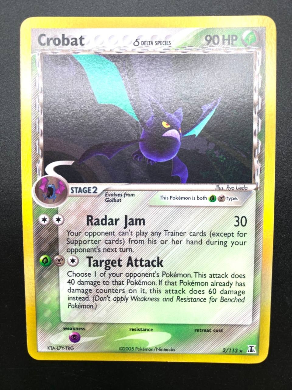 Carta Pokemon Crobat set Delta Species 2/113 Holo Reverse Inglese Good