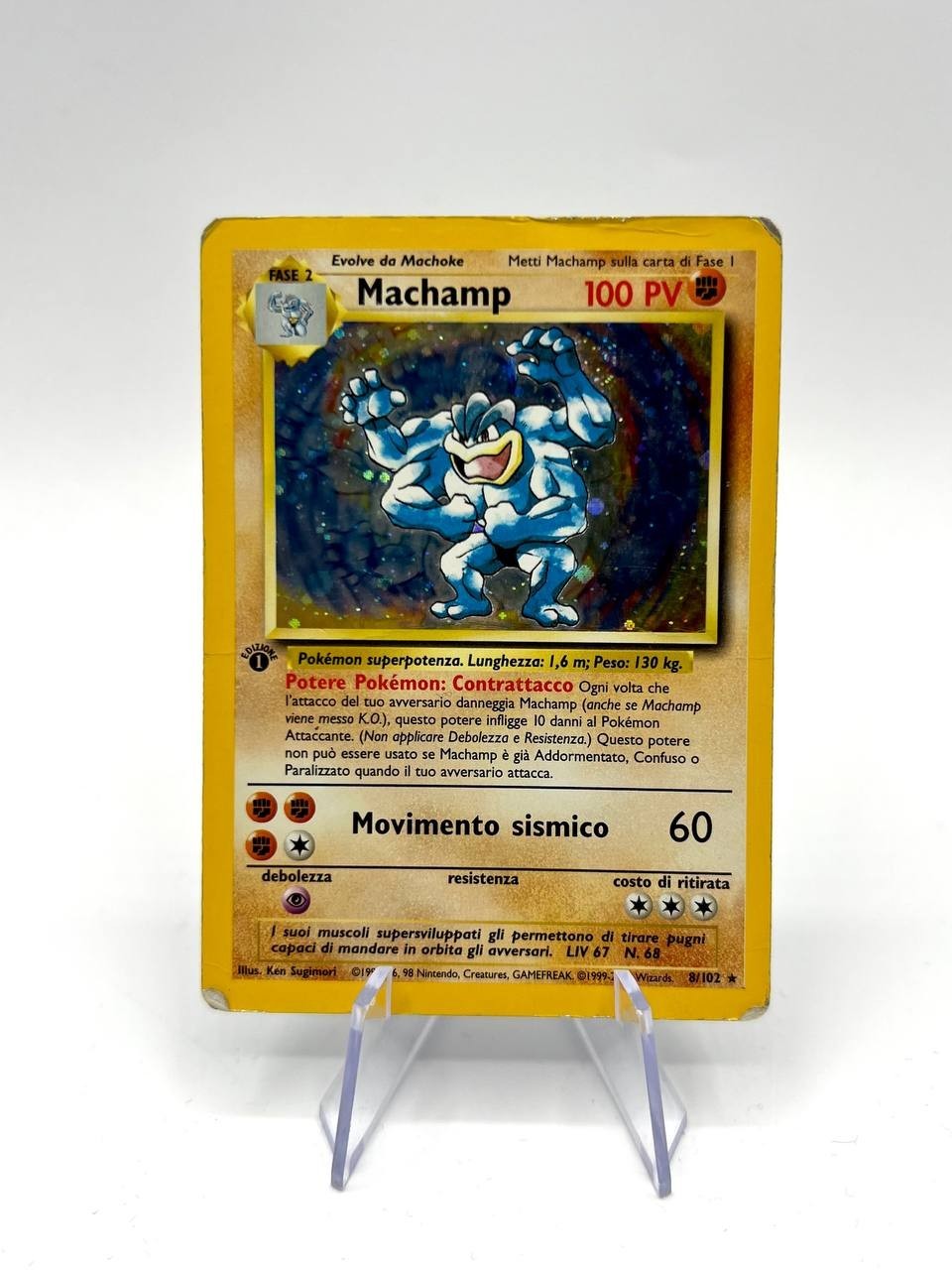 Carta Pokemon Machamp set base rara holo prima edizione BS 8 italiano poor