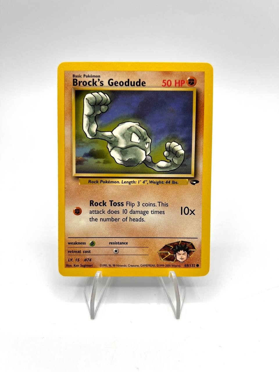 carta pokemon Brock's Geodude 68/132 set Gym Challenge Excellent Vintage No holo
