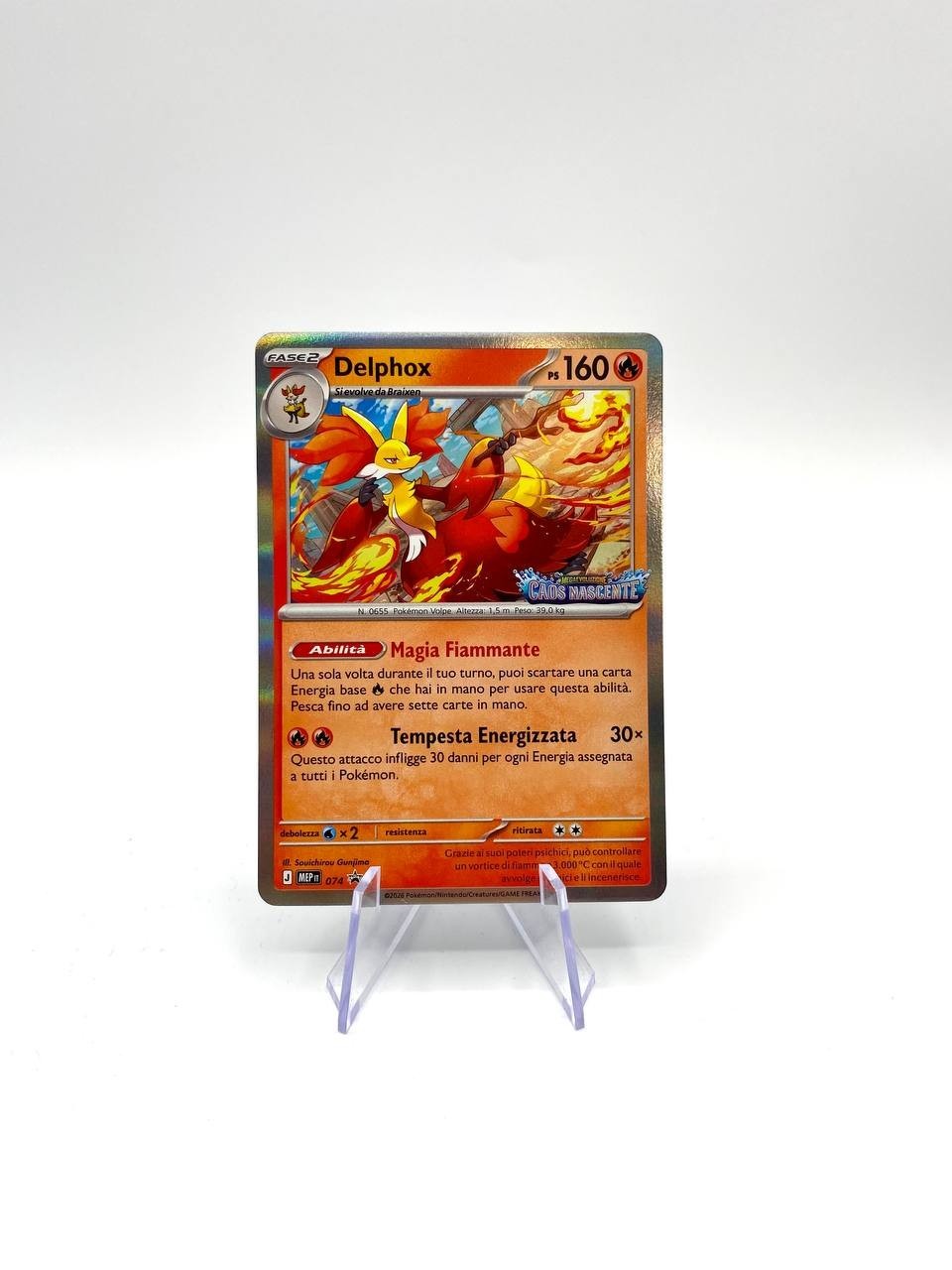 Carta pokemon Delphox 074 MEP Mega Evoluzioni Black star Promo Holo stamped NM