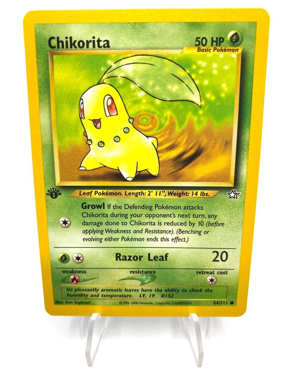 Carta pokemon Chikorita 54/111 Neo Genesis 1 Edizione Vintage Near Mint Inglese