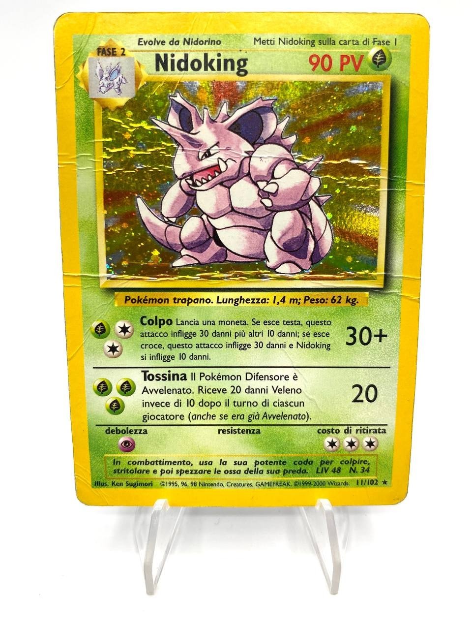 Carta Pokemon Nidoking 11/102 Set Base BS Italiano Poor Vintage Holo