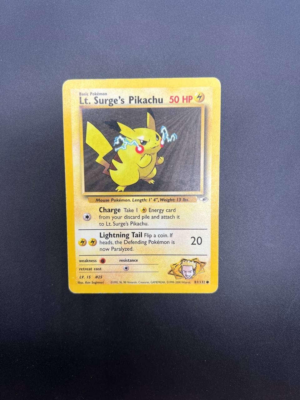 Carta Pokemon Gym Heroes Lt. Surge's Pikachu 81/132 Excellent Vintage Inglese