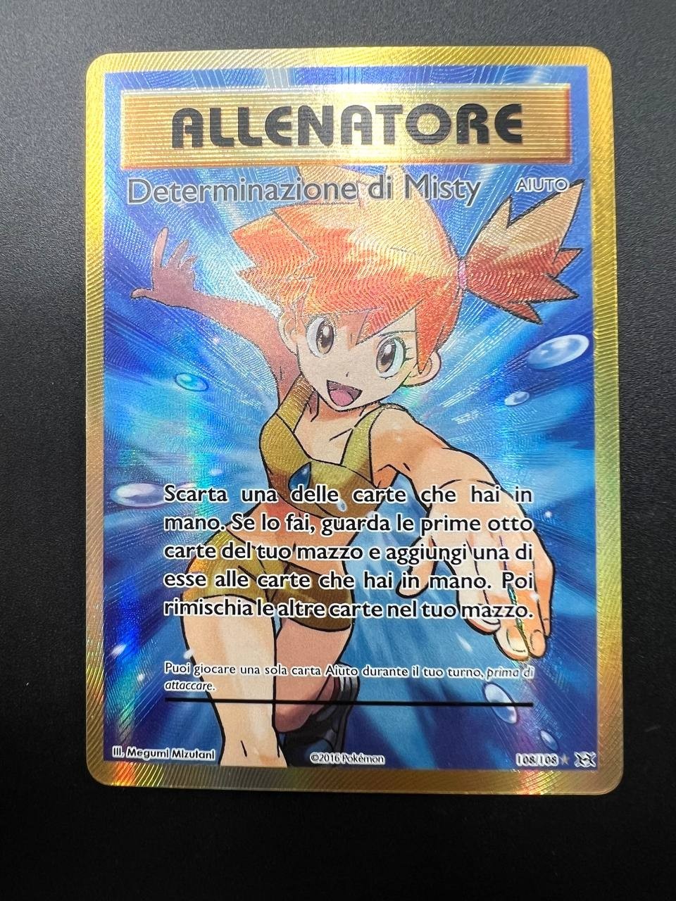 Carta pokemon allenatore determinazione di misty 108/108 XY evoluzioni ITA EXC
