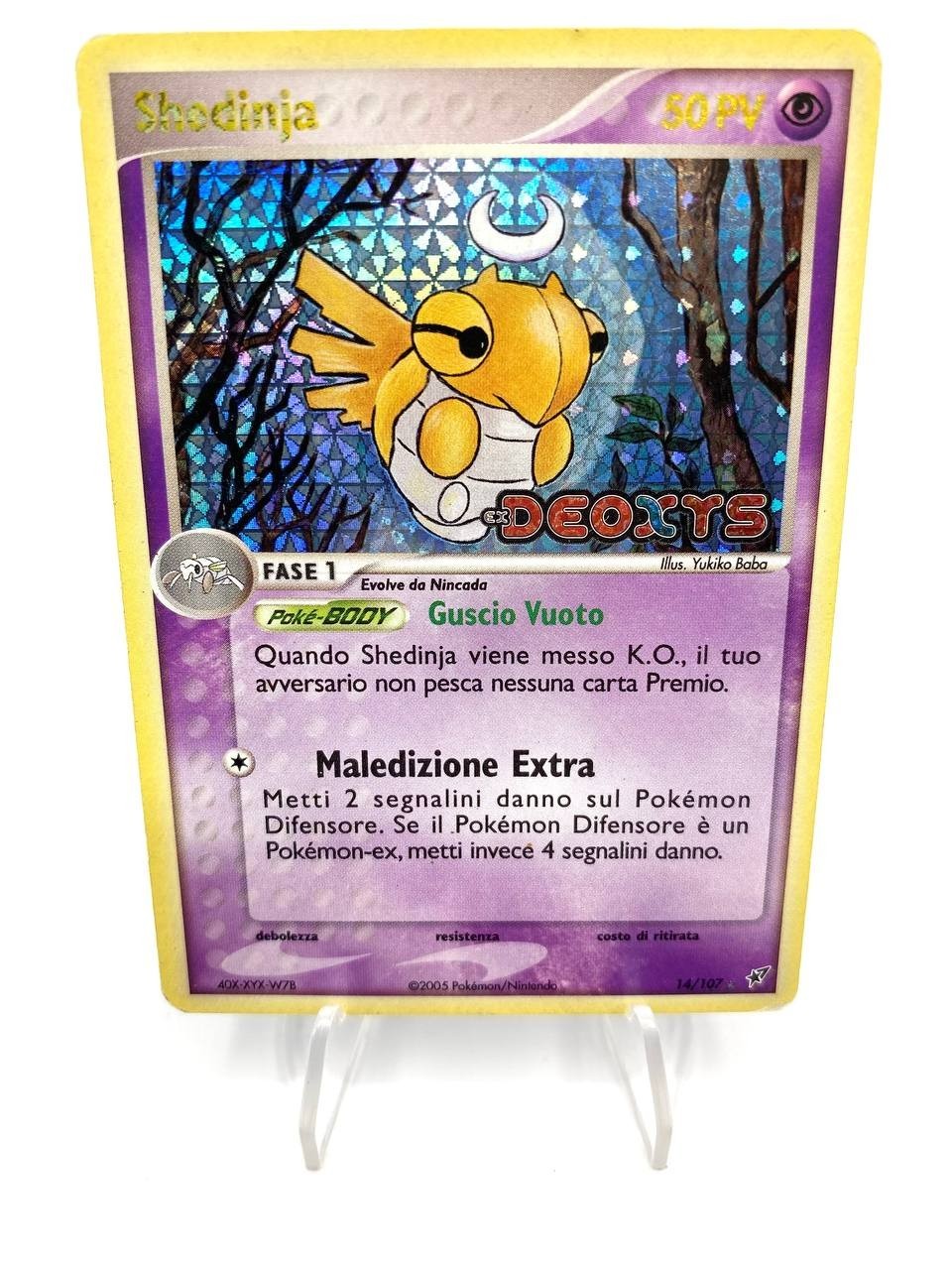 Carta Pokémon Shedinja 14/107 set EX Deoxys Holo Stamped Played Italiano