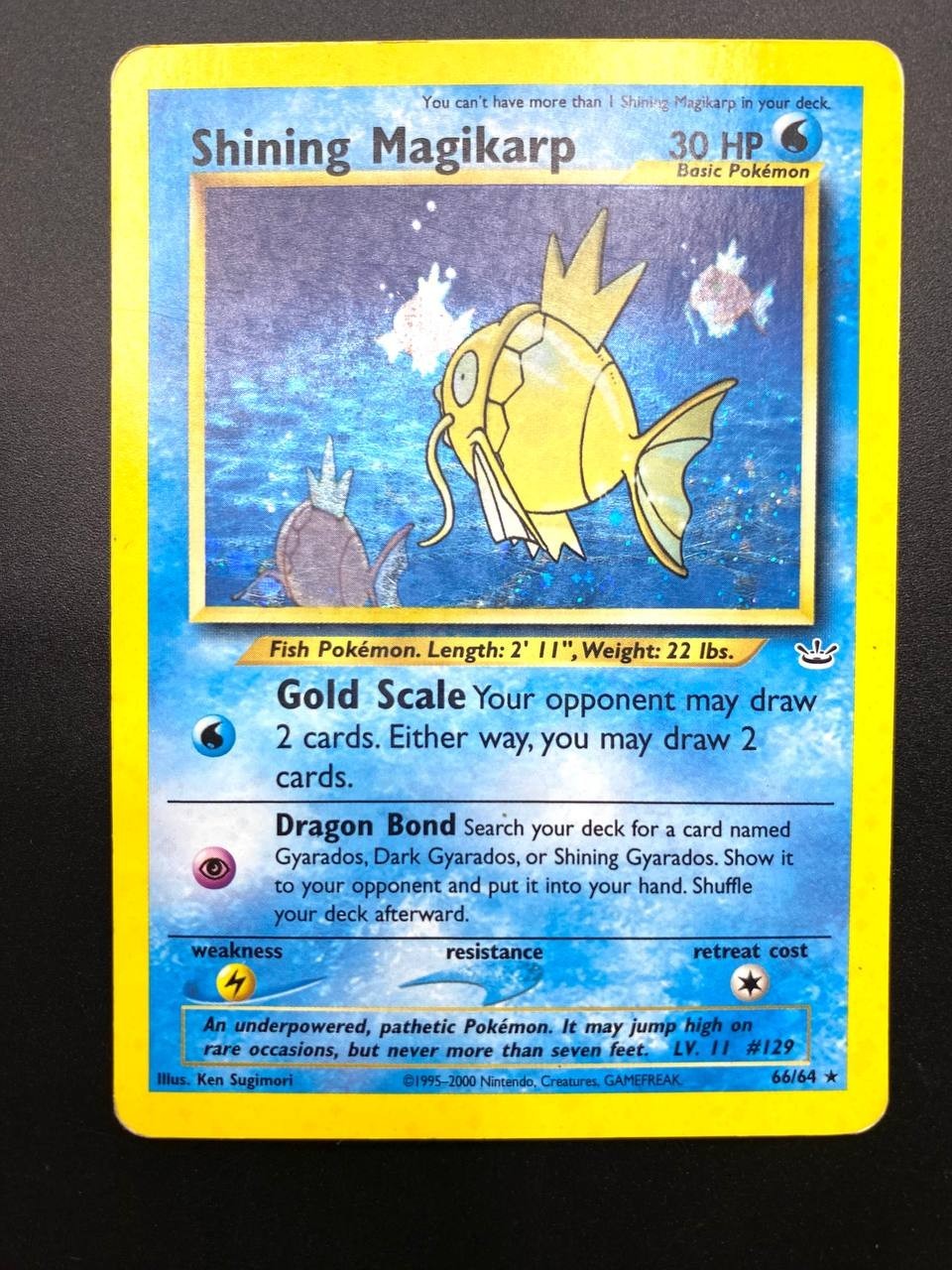 Carta pokemon Shining Magikarp 66/64 set Neo Revelation holo Vintage ENG played