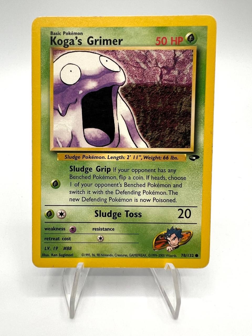 Carta pokemon Koga's Grimer 78/132 set Gym Challenge Vintage Inglese Good