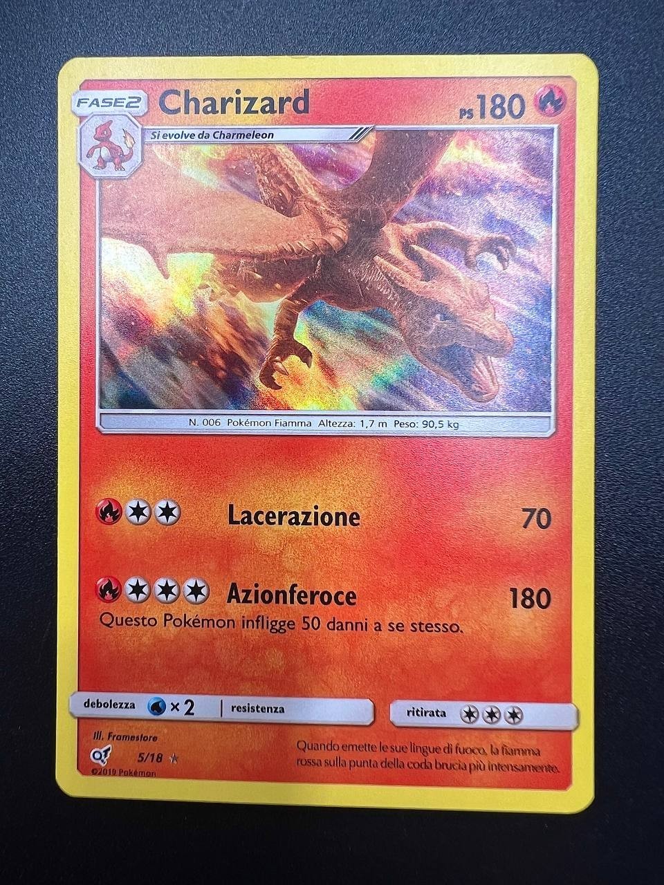 Carta Pokemon Charizard 5/18 DET Detective Pikachu Holo Excellent Italiano