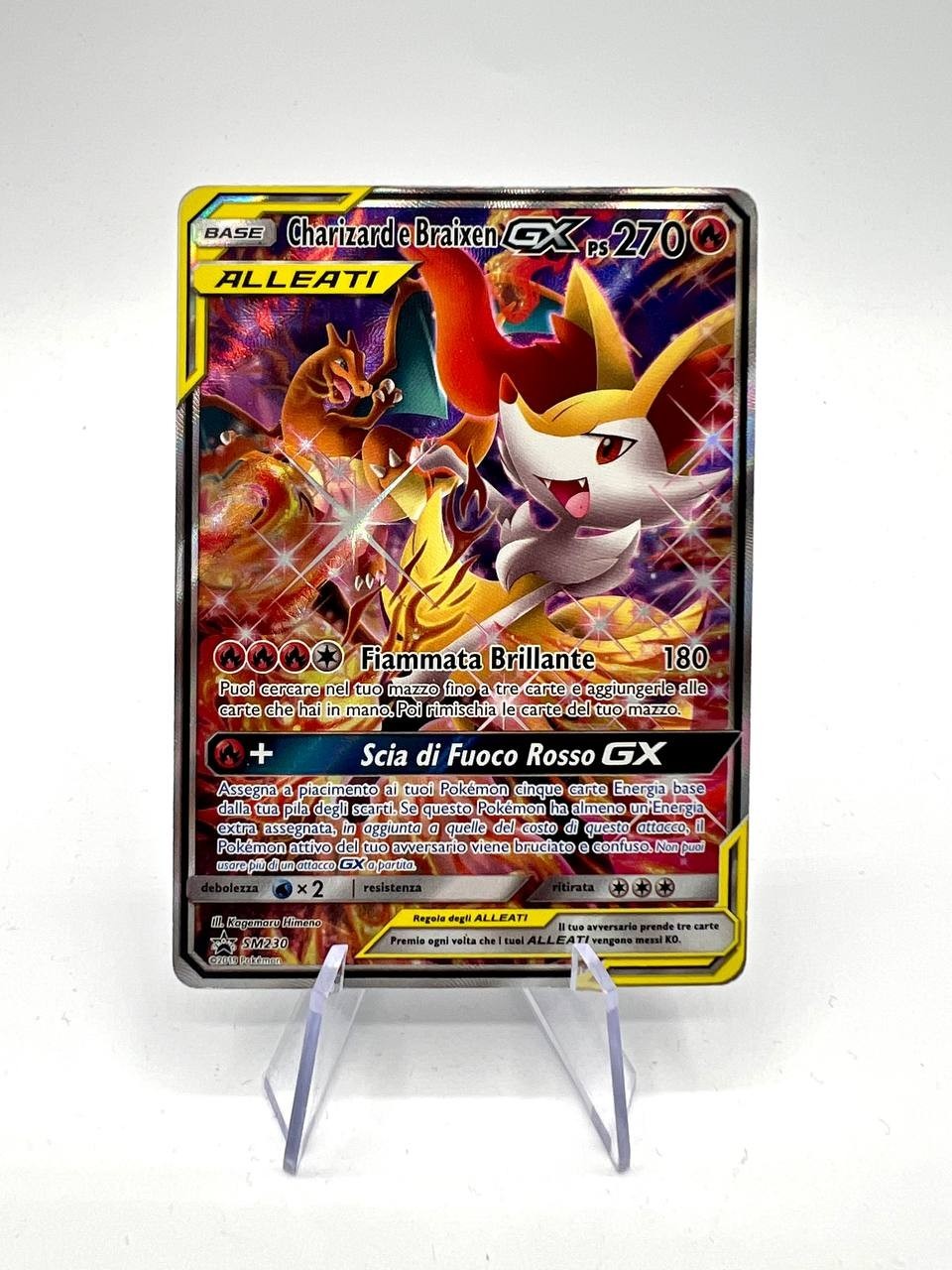 Charizard & Braixen GX SM230 Black Star Promo Tag Team  Pokemon italiano good