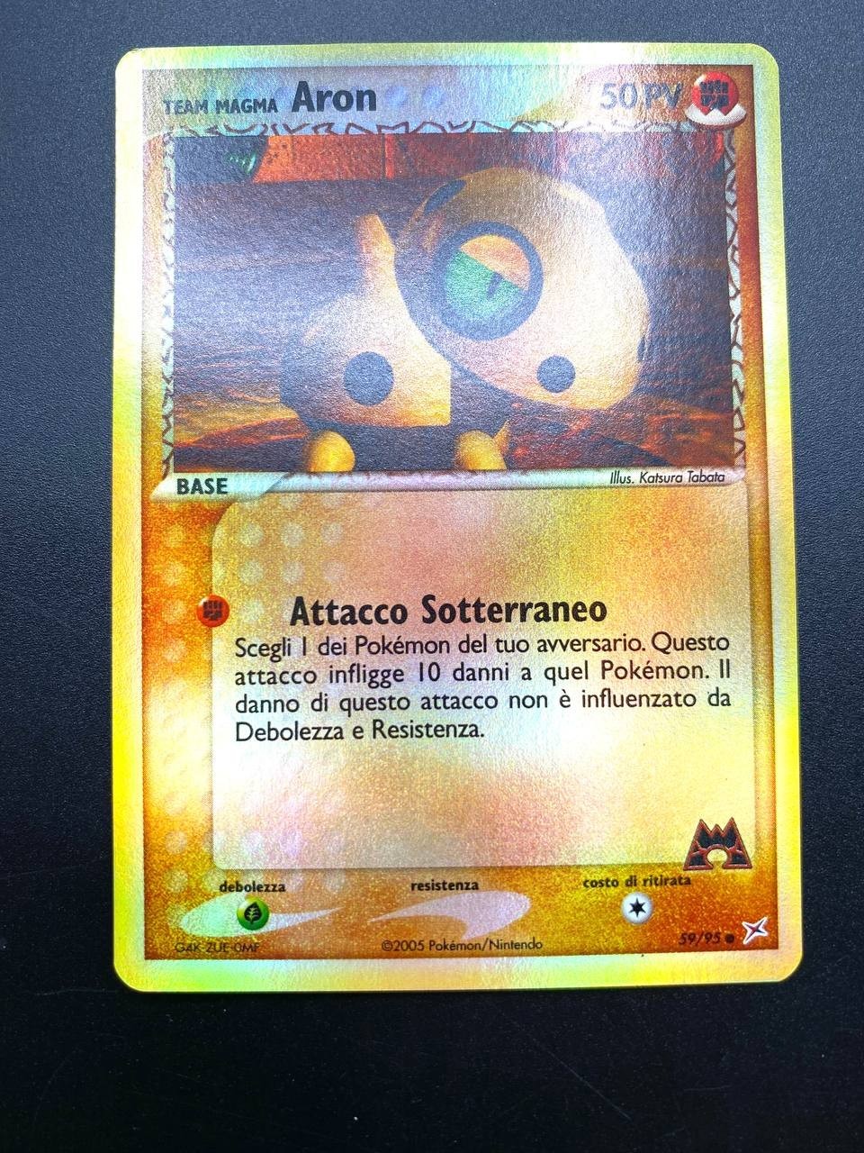 Carta pokemon Aron 59/95 set Team magma Reverse Holo Italiano Near mint 2005