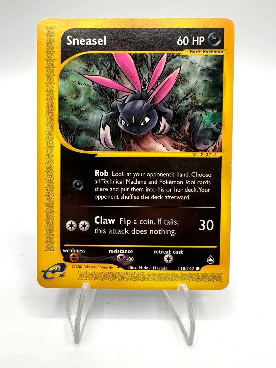 Carta Pokemon set Aquapolis Sneasel 110/147 Vintage Inglese No holo Played