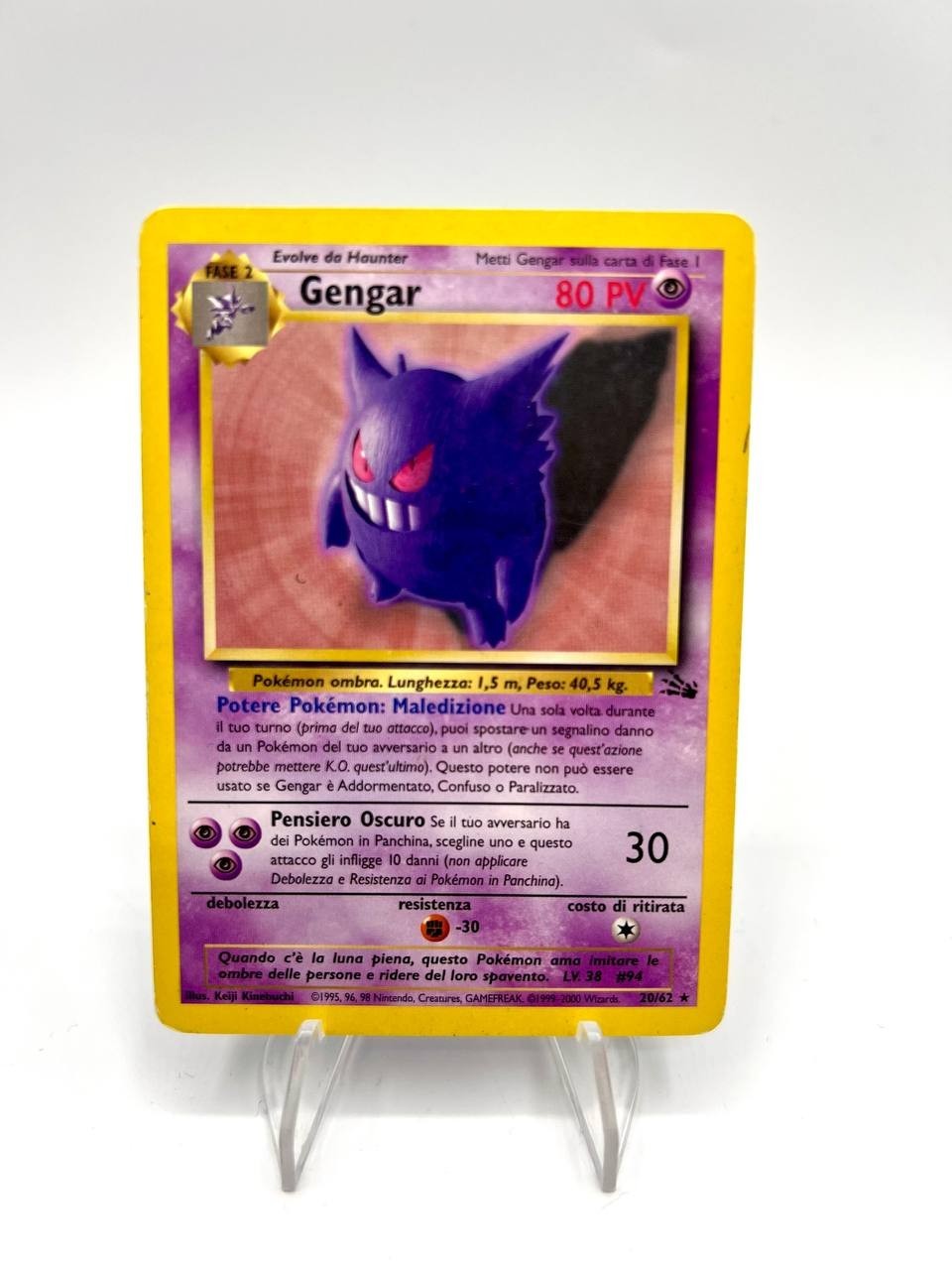 Carta Pokémon Gengar set Fossil FO 20/62 Italiano Vintage Played No holo