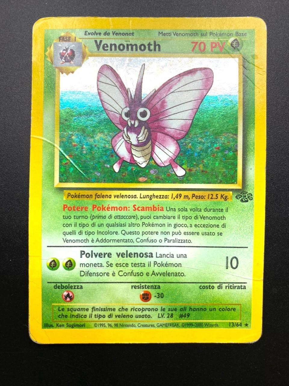 Carta Pokémon Venomoth 13/64 set Jungle JU Holo Italiano Poor Vintage