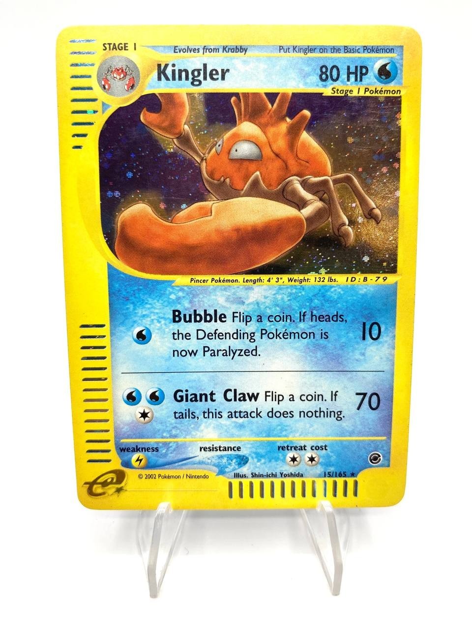 Carta Pokemon Kingler Holo 15/165 set Expedition ENG inglese Excellent Vintage