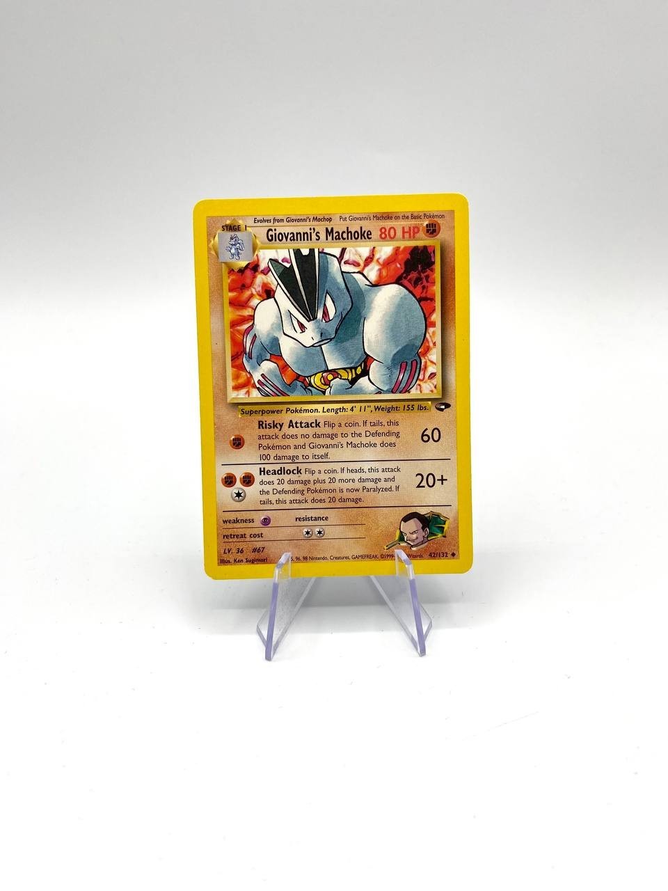 Carta pokemon Giovanni's Machoke 42/132 set Gym Challenge Excellent Vintage ENG