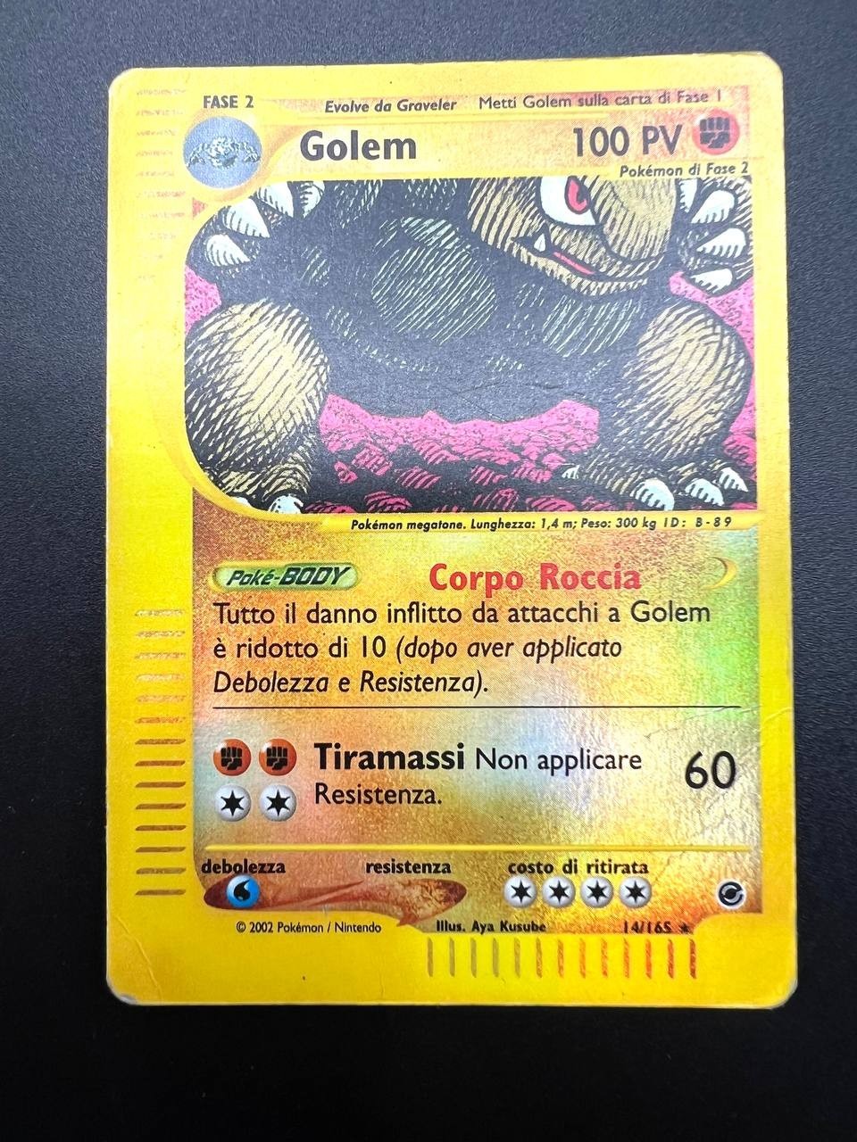 Carta Pokemon Golem Holo 14/165 Set Expedition Italiano Holo reverse ITA poor