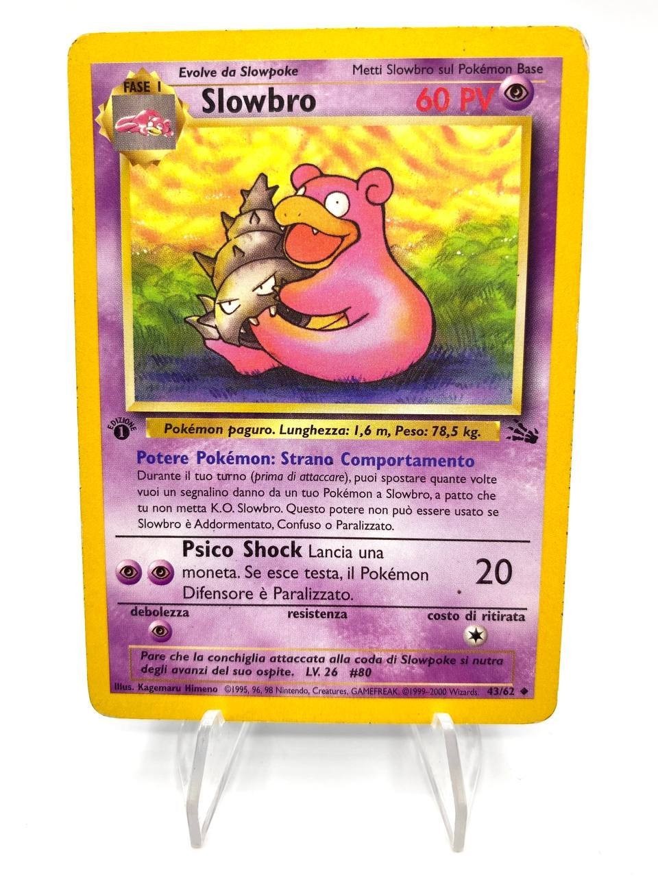Carta pokemon Slowbro 43/62 Italiano set Fossil FO 1a edizion Vintage played