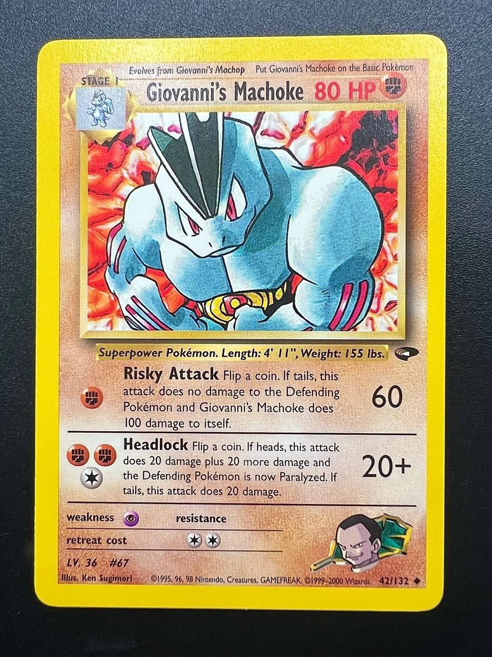 Pokemon Giovanni's Machoke 42/132 GC Gym Challenge Inglese Vintage Excellent