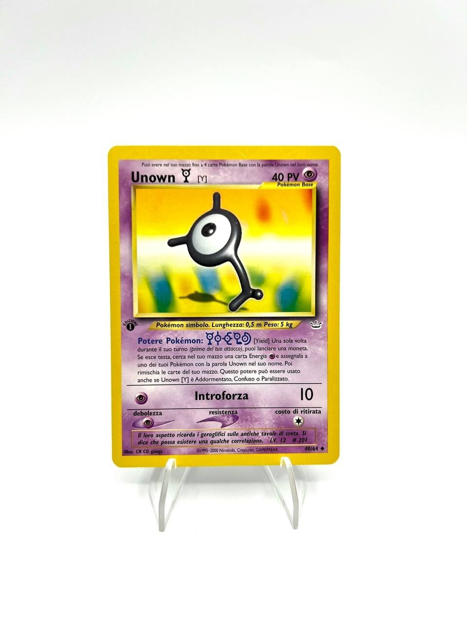 Carta pokemon Unown Y set Neo Revelation 40/64 Italiano Vintage 1a Edizione EXC