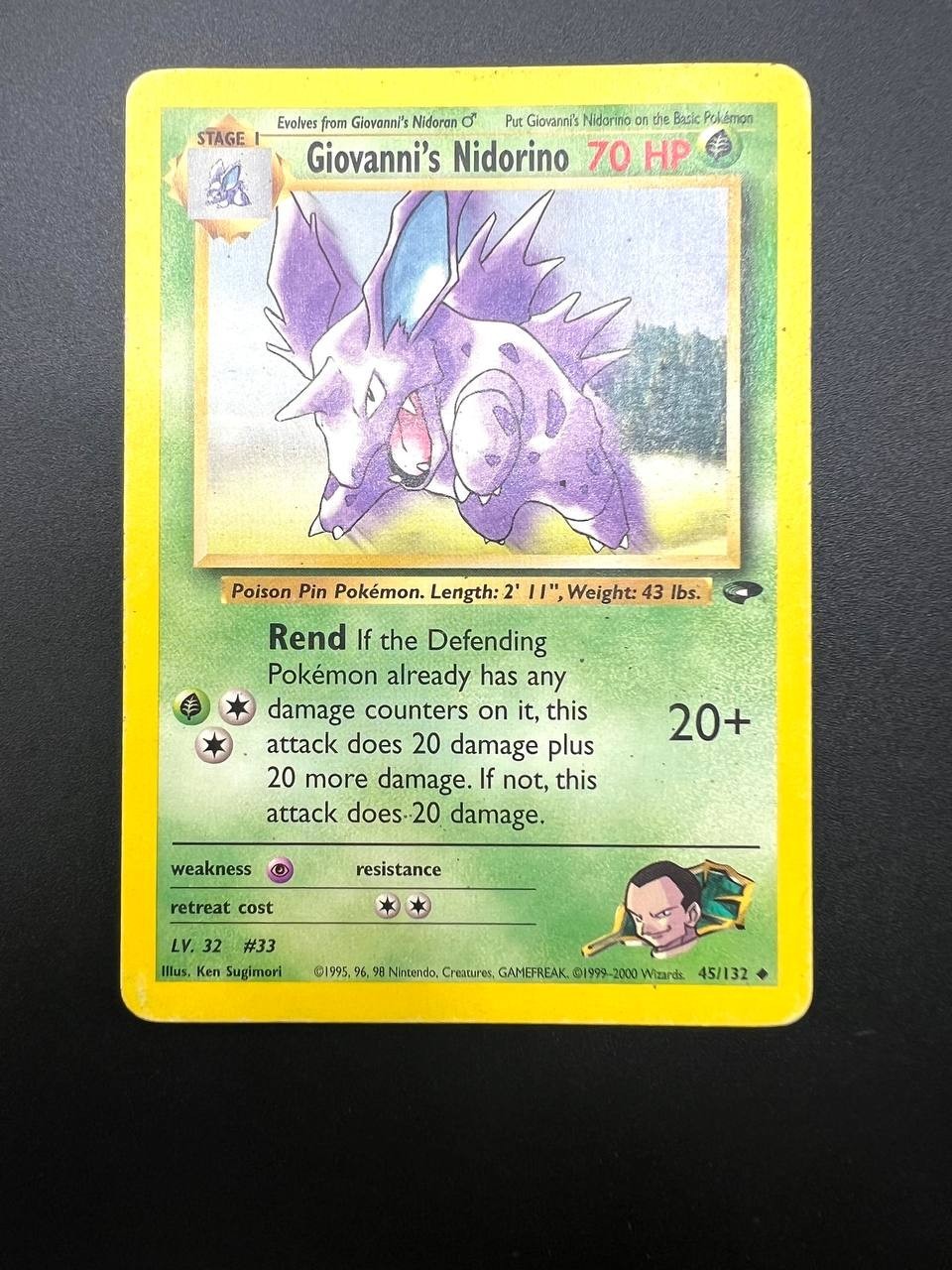 Carta pokemon Giovanni's Nidorino 45/132 Gym Challenge Inglese Played Vintage