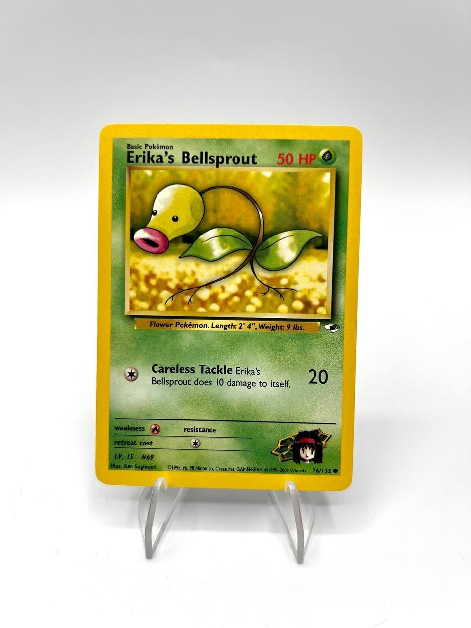 Pokemon-Karte Erika’s Bellsprout 76/132 Set Gym Heroes Englisch Vintage Gut