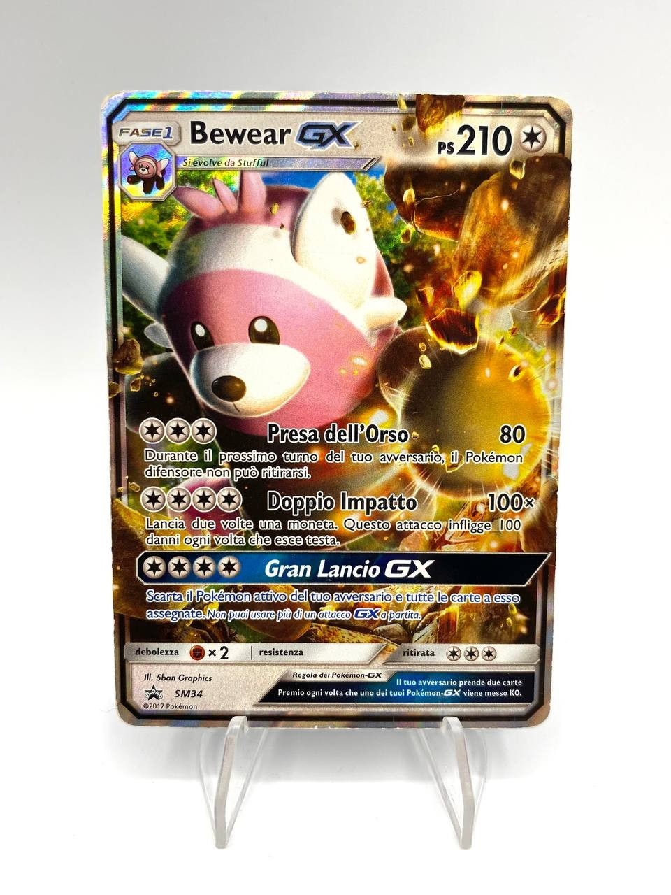 Carta Pokémon Bewear GX SM Black Star Promo SM34 Holo Good Italiano
