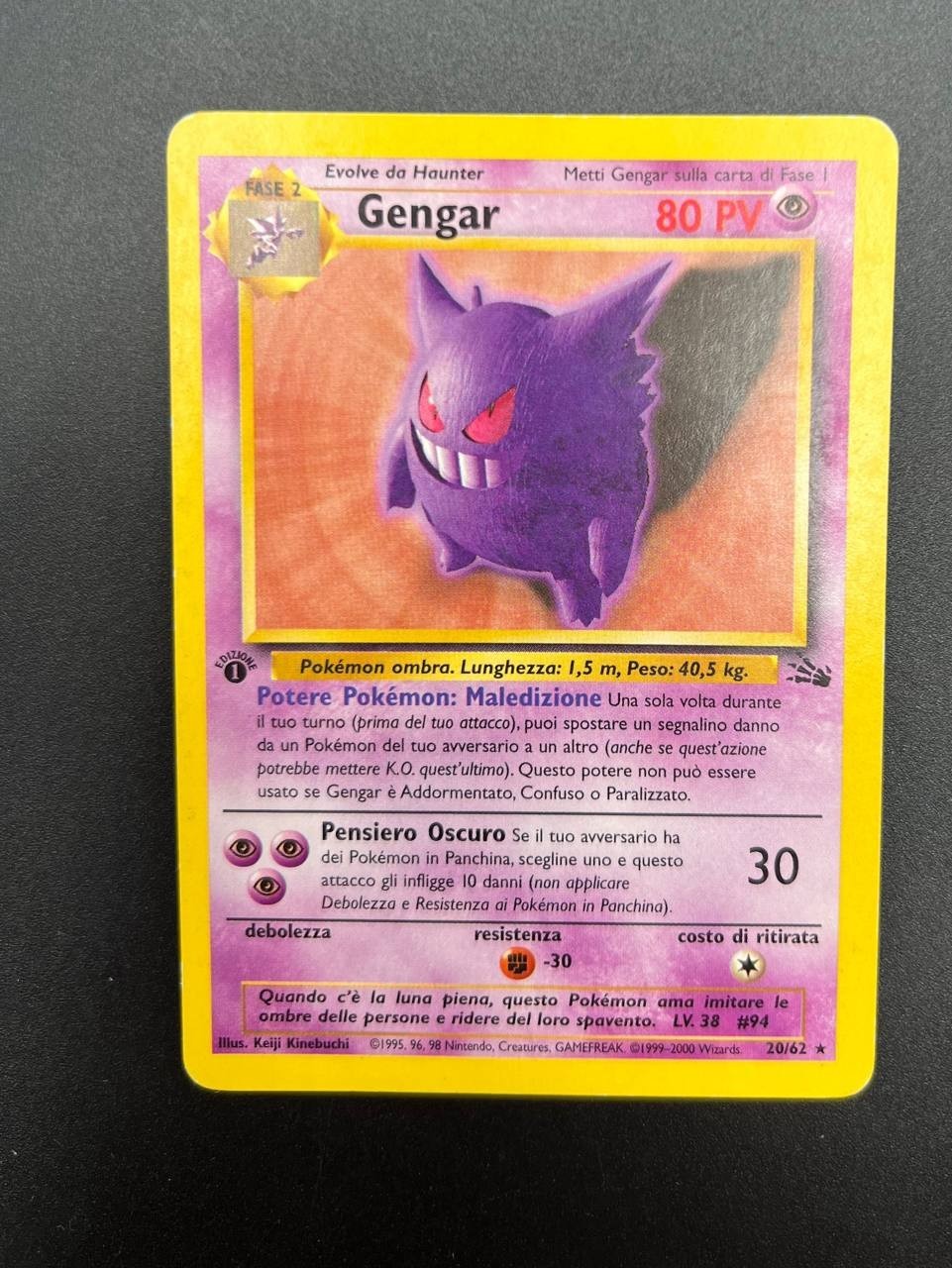Carta Pokémon Gengar set Fossil 20/62 Italiano Vintage Good No holo 1a edizione