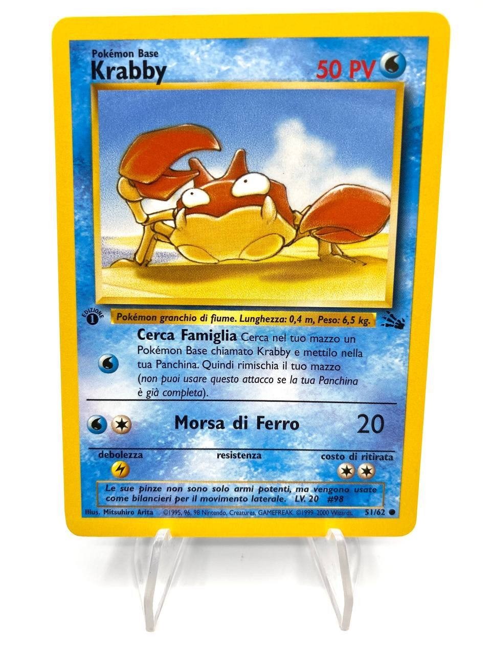 Carta Pokémon Krabby 51/62 1a Edizione Italiano Fossil FO Vintage Excellent