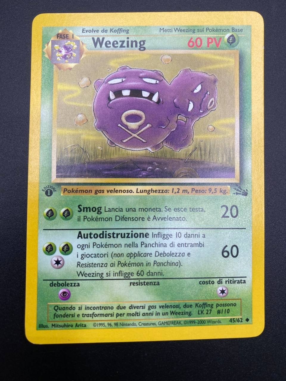 Carta pokemon Weezing 45/62 set Fossil FO Excellent Vintage 1 edizione Italiano