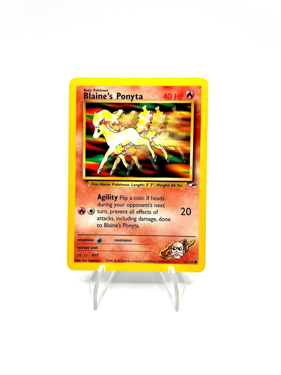 Carta pokemon Blaine's Ponyta 63/132 set Gym Heroes Excellent Vintage Inglese