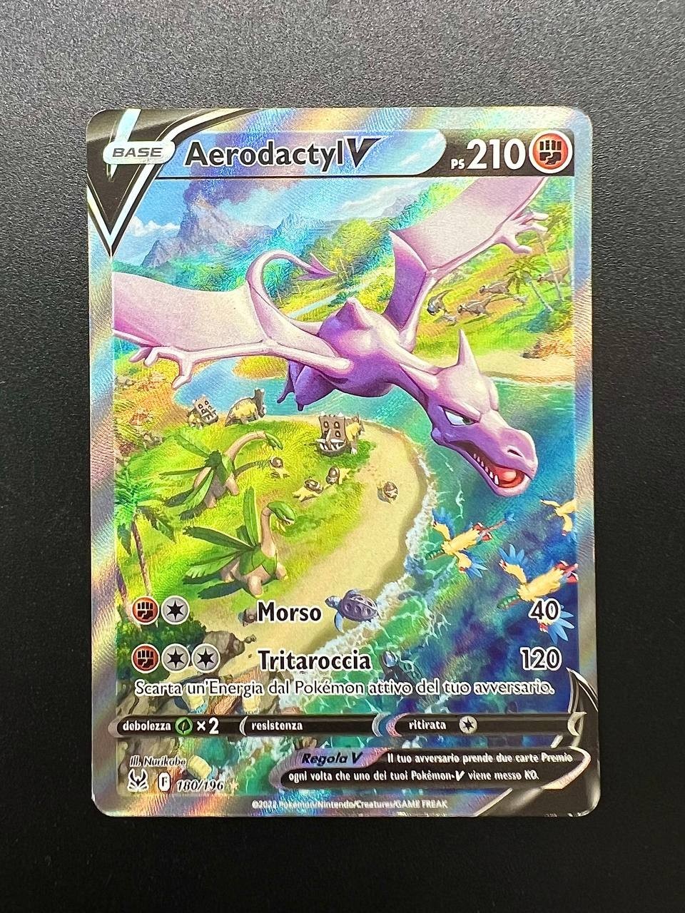 Carta Pokemon Aerodactyl V 180/196 LOR Origine perduta Italiano Played Holo