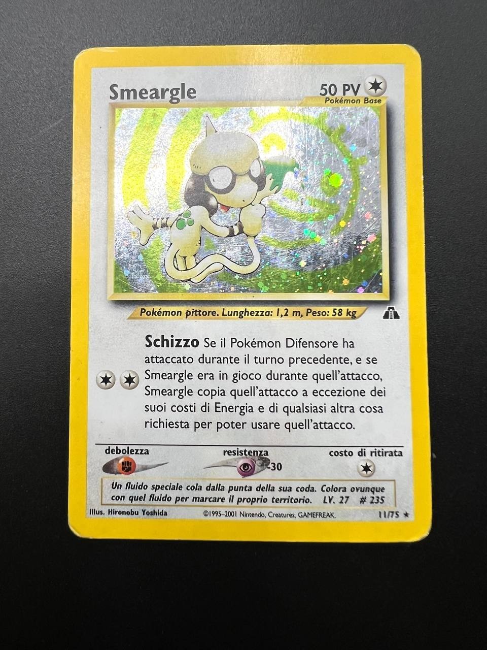 Carta pokemon Smeargle 11/75 set Neo Discovery Holo Italiano Vintage Played