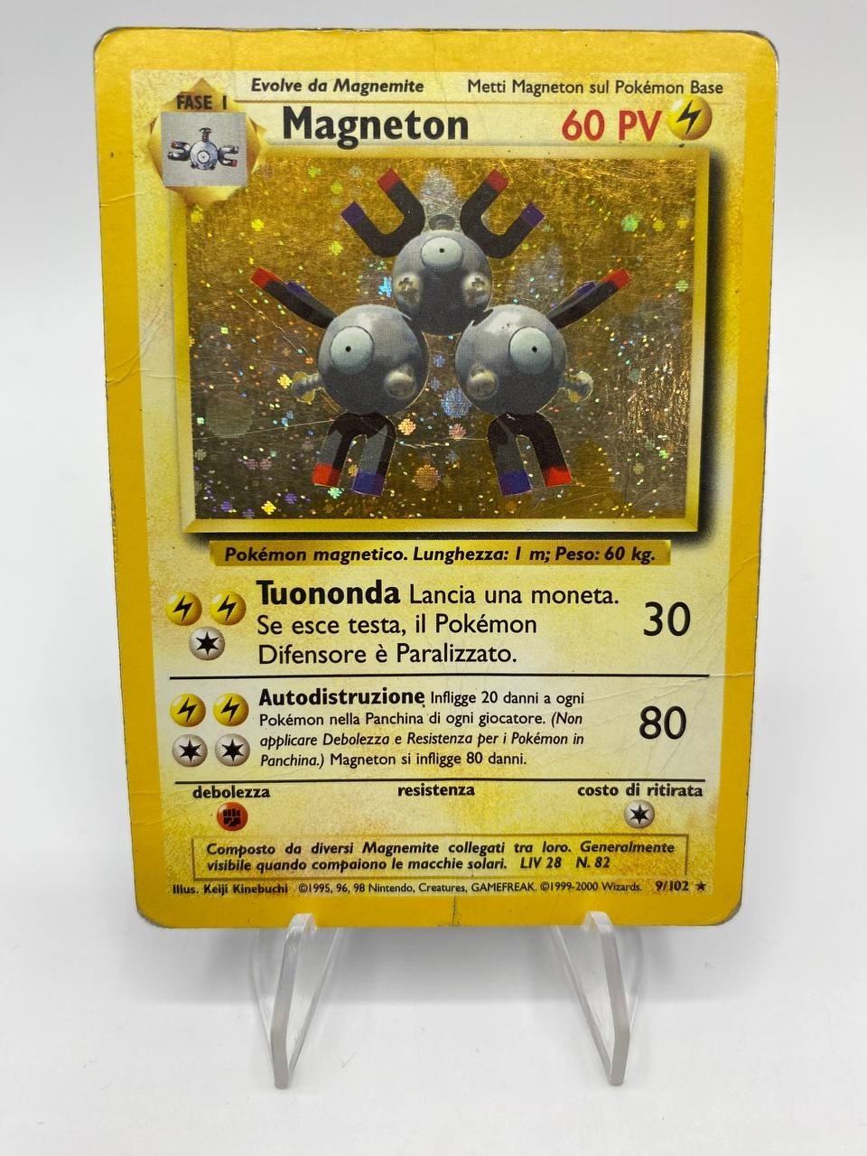 Carta Pokemon Magneton Holo 9/102 Set Base BS Italiano Poor Vintage wizards