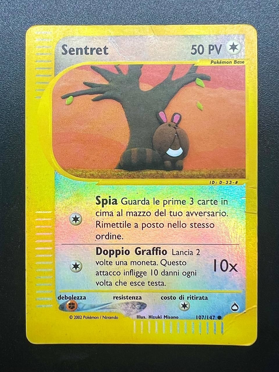 Pokemon Sentret 107/147 AQ set Aquapolis Holo Reverse Italiano Poor Vintage