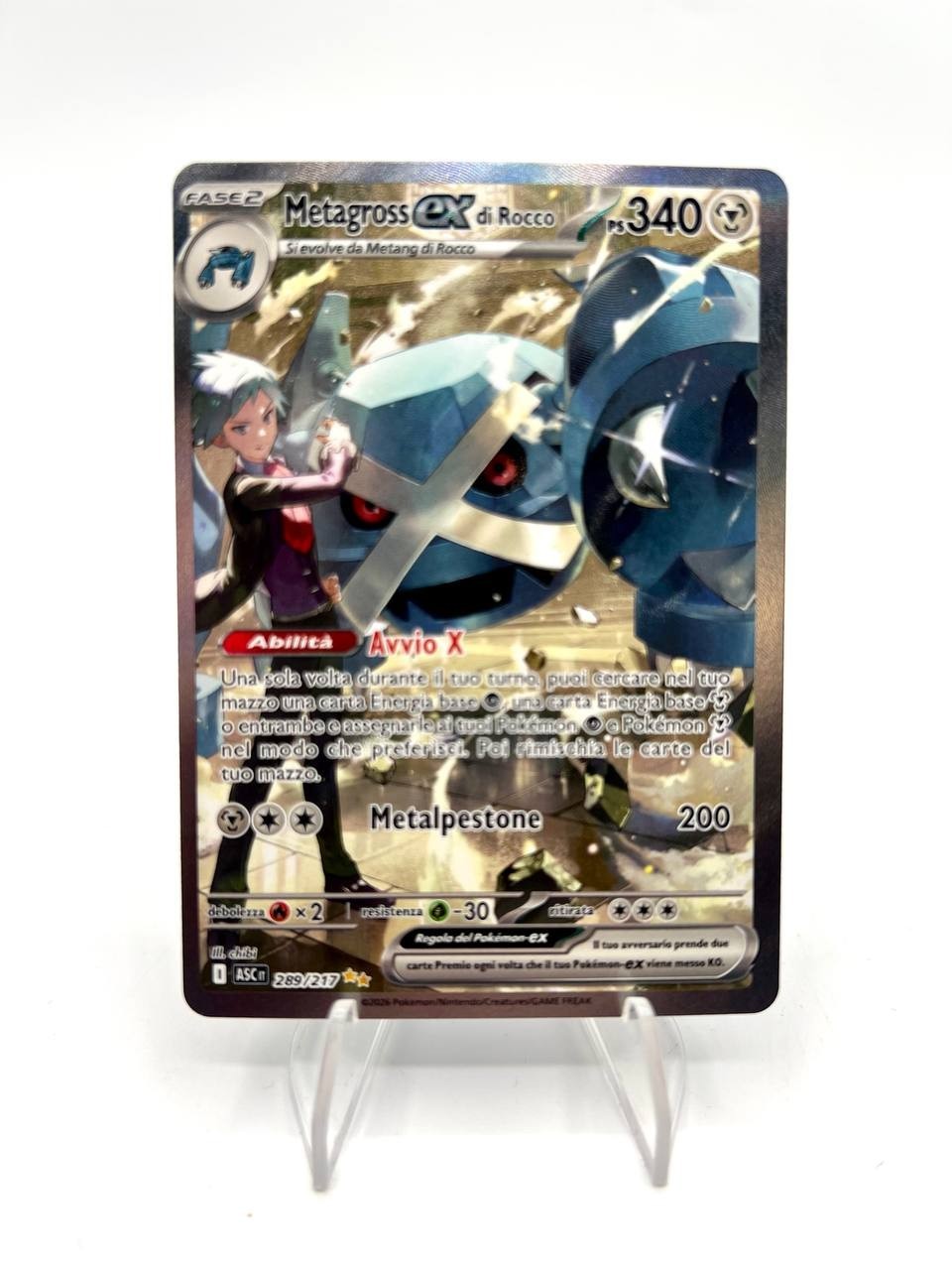 Carta pokemon Metagross Ex Di Rocco ASC 289/217 set Ascesa Eroica Italiano Holo