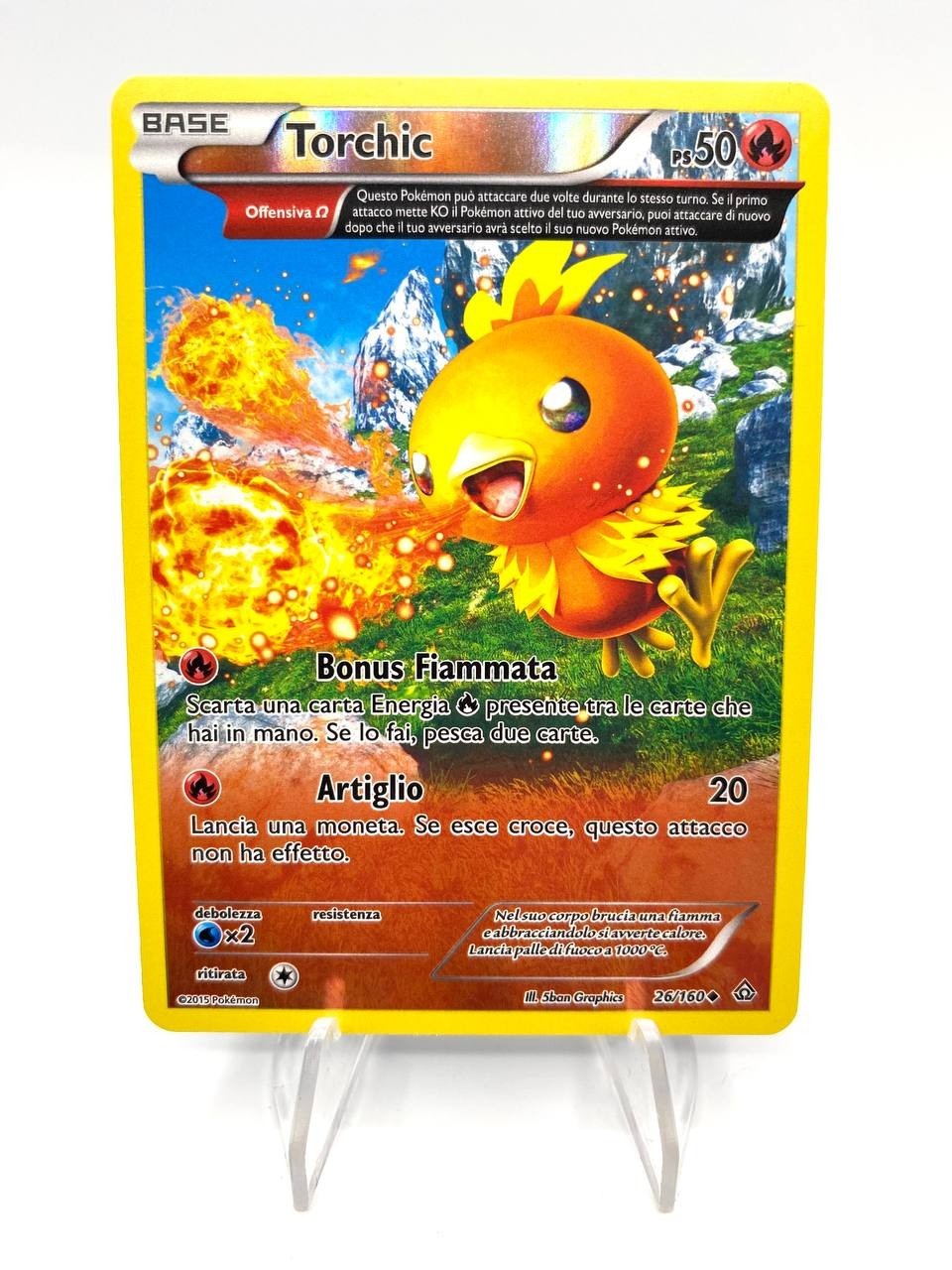Carta Pokemon Torchic 26/160 Holo 2015 Scontro primordiale Italiano Excellent