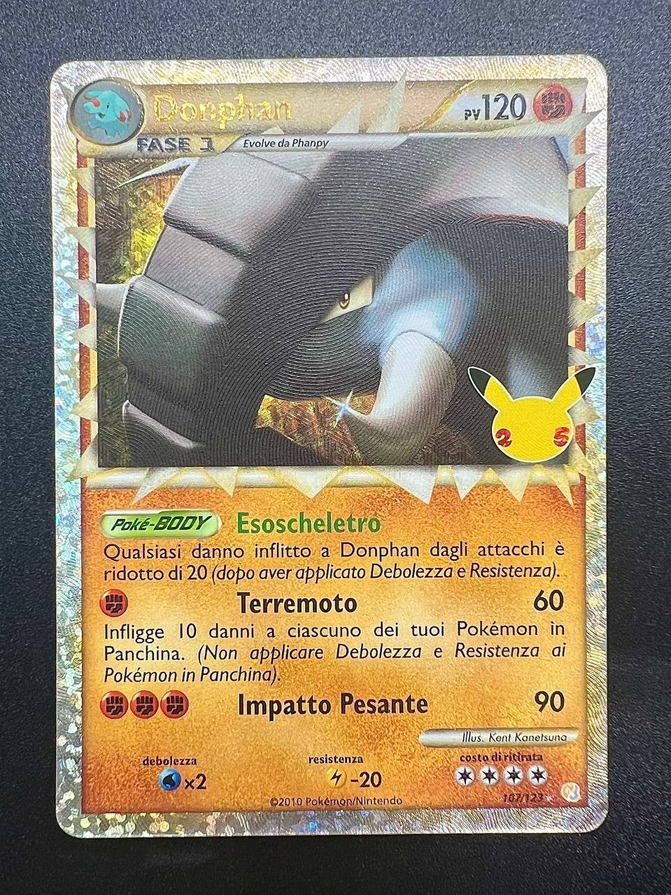 Pokemon Donphan 107/123 CEL Gran Festa 25th Anniversario Holo Italiano Near Mint