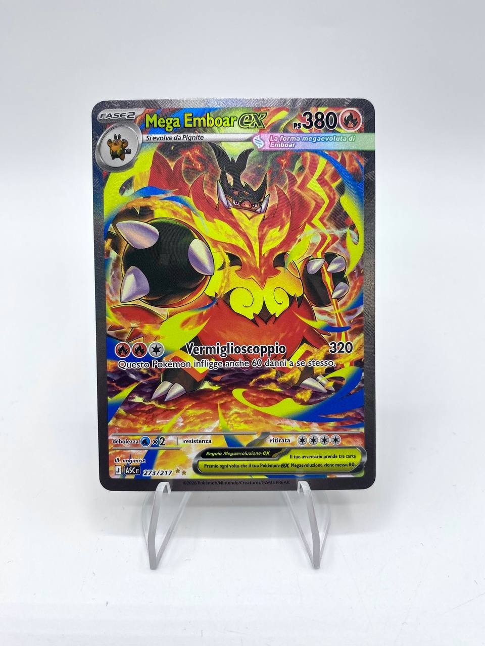 carta Pokémon Mega Emboar ex 273/217 SIR set Ascesa eroica Near mint Holo ITA
