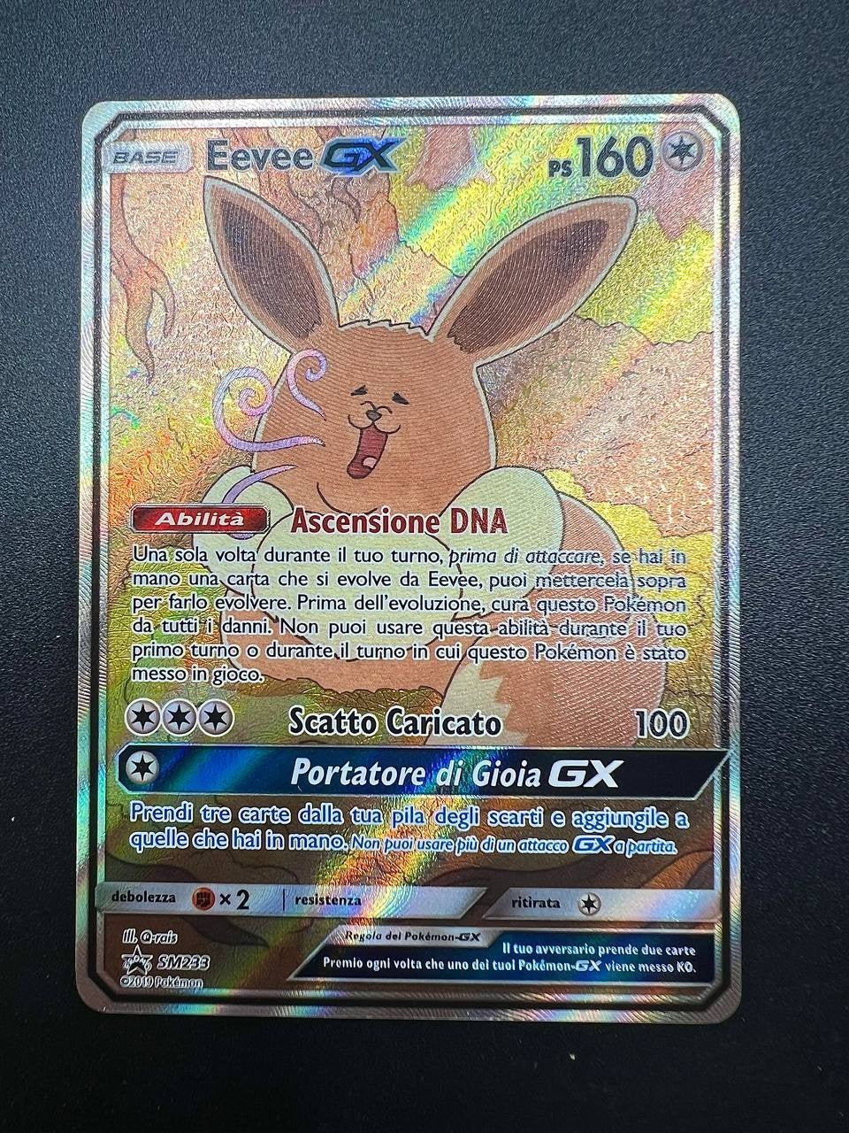 Carta Pokemon Eevee GX SM233 Promo Black Star Full Art Italiano near mint Holo