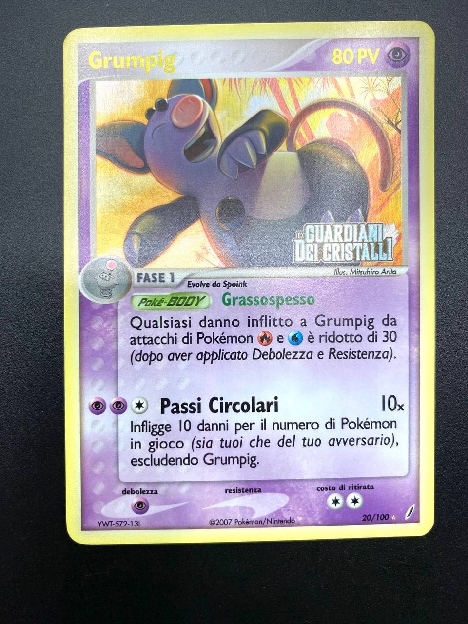 Carta Pokemon Grumpig ex Guardiani dei cristalli 20/100 Stamped Near mint Holo